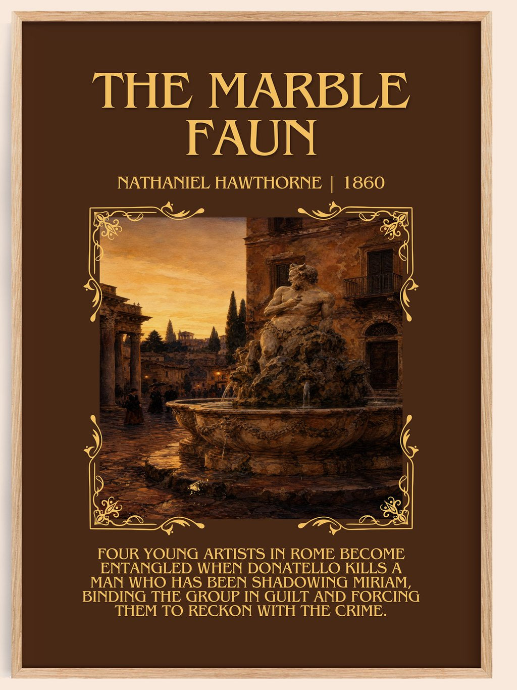 The Marble Faun Minimalist Book Poster by Nathaniel Hawthorne – book poster