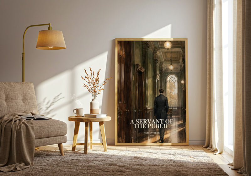 A Servant Of The Public watercolour print in frame leaning in hallway – classic literature wall art