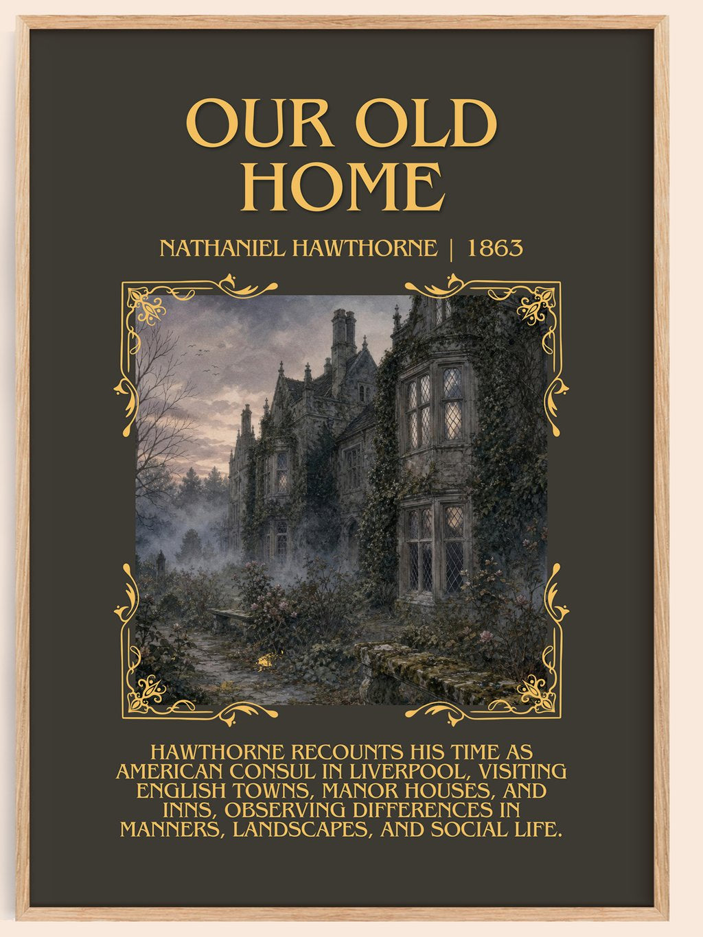 Our Old Home Minimalist Book Poster by Nathaniel Hawthorne – book poster