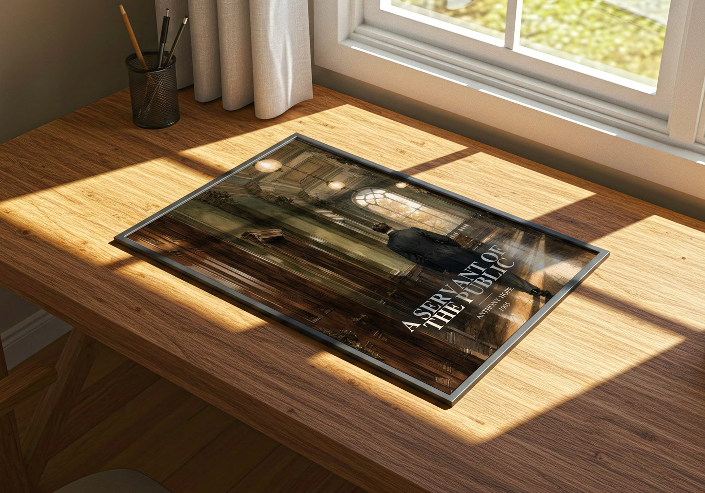 A Servant Of The Public watercolour book poster framed on wall – classic literature wall art