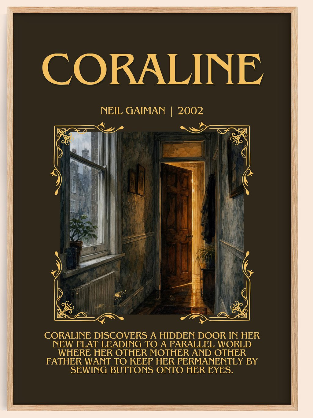 Coraline Minimalist Book Poster by Neil Gaiman – book poster