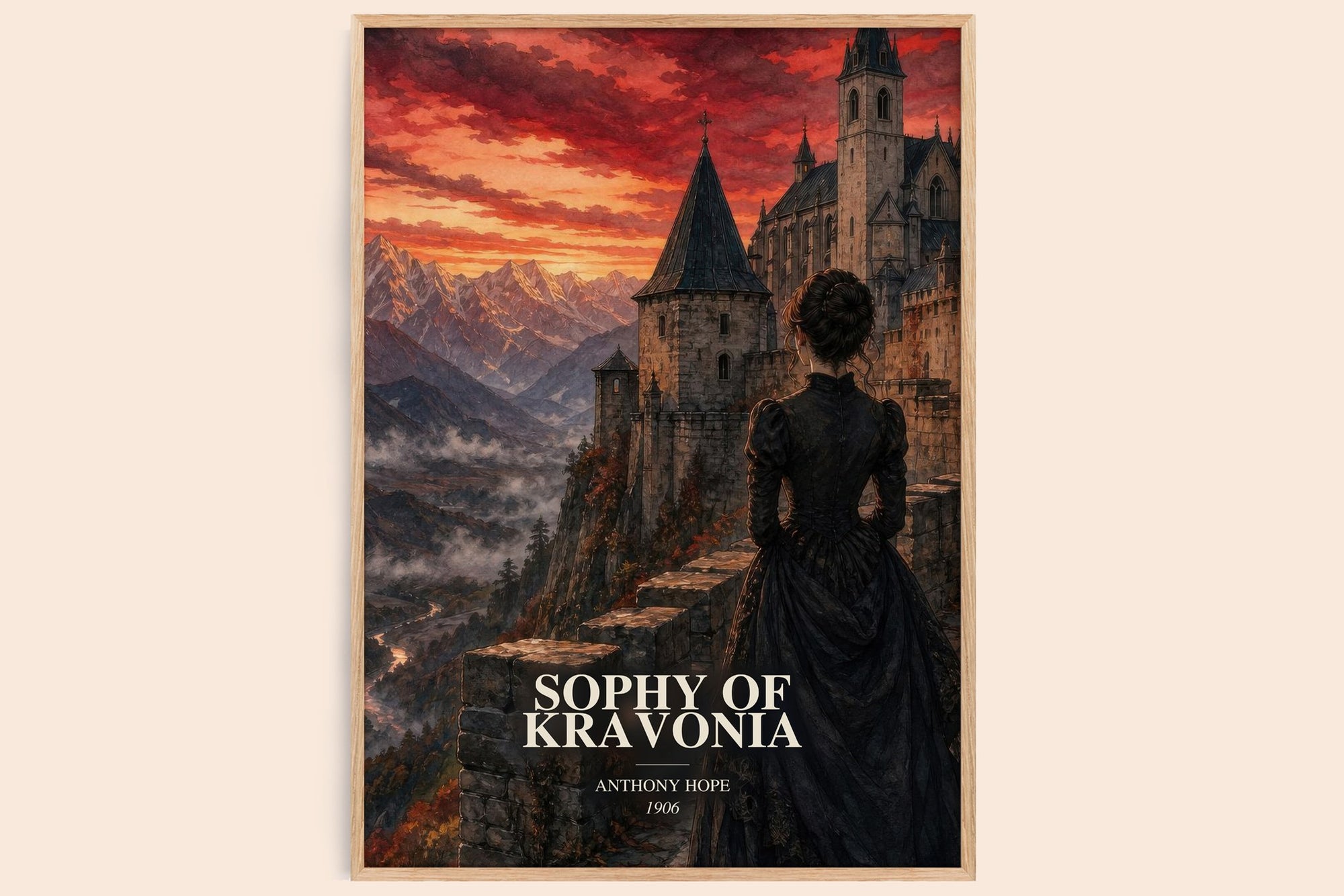 Sophy Of Kravonia watercolour book poster by Anthony Hope – framed literary art print
