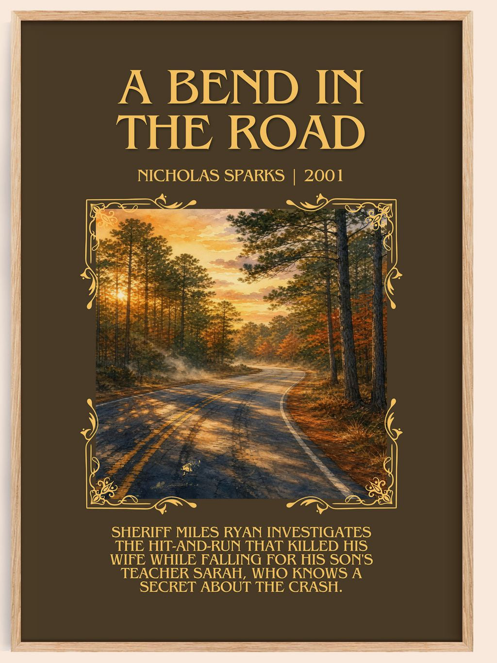 A Bend In The Road Minimalist Book Poster by Nicholas Sparks – book poster
