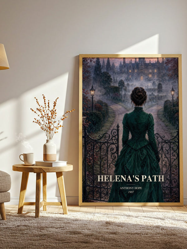Helena'S Path watercolour print in frame leaning in hallway – romance wall art