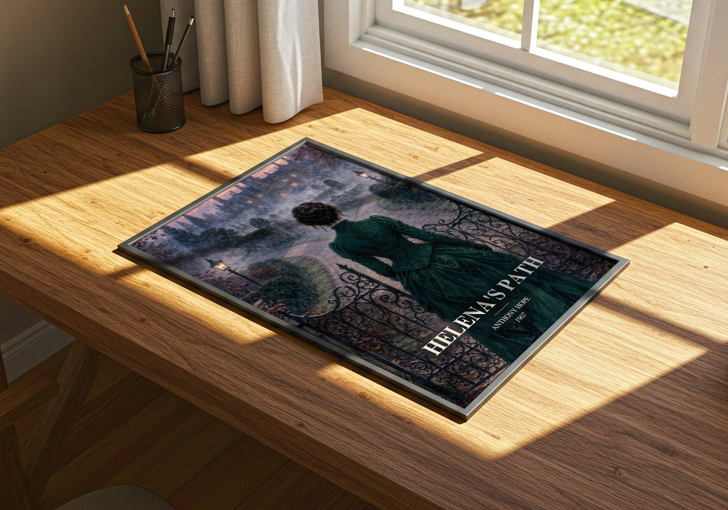 Helena'S Path watercolour book poster framed on wall – romance wall art
