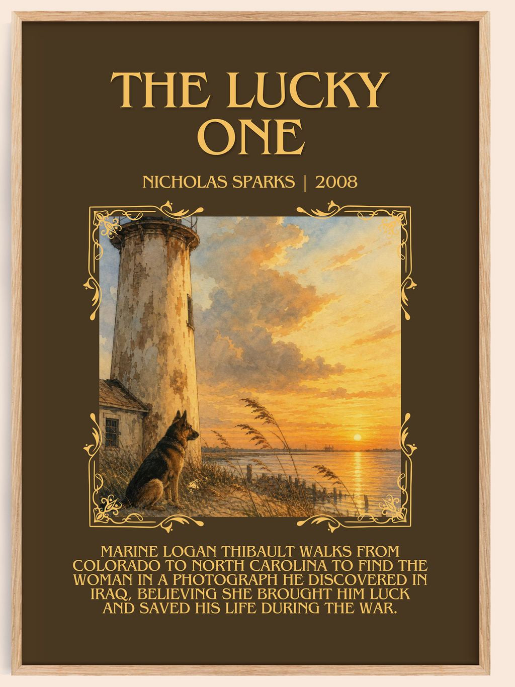 The Lucky One Minimalist Book Poster by Nicholas Sparks – book poster