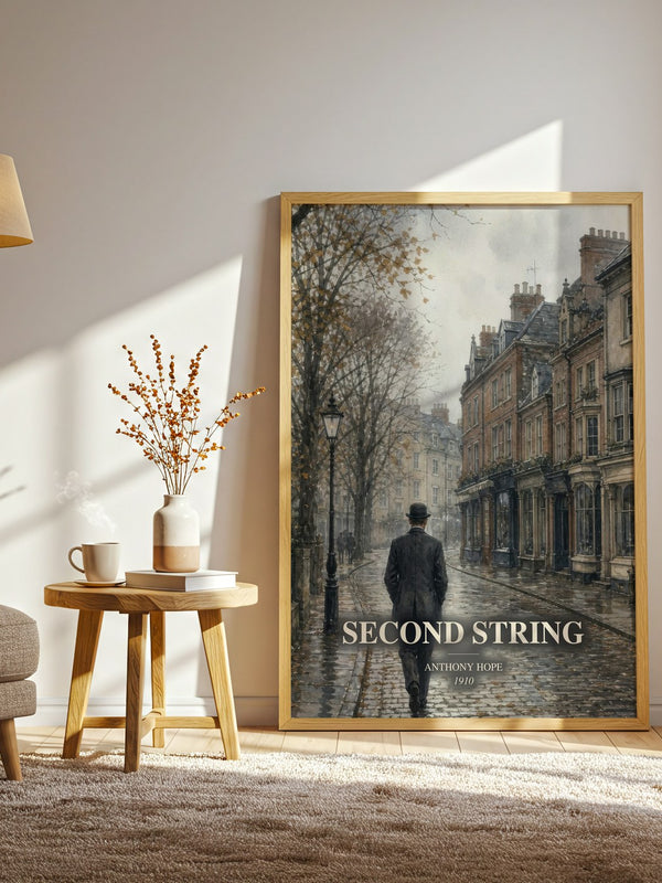 Second String watercolour print in frame leaning in hallway – romance wall art