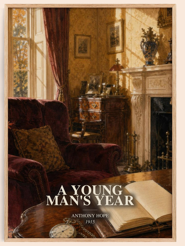 A Young Man'S Year watercolour book poster by Anthony Hope – framed literary art print