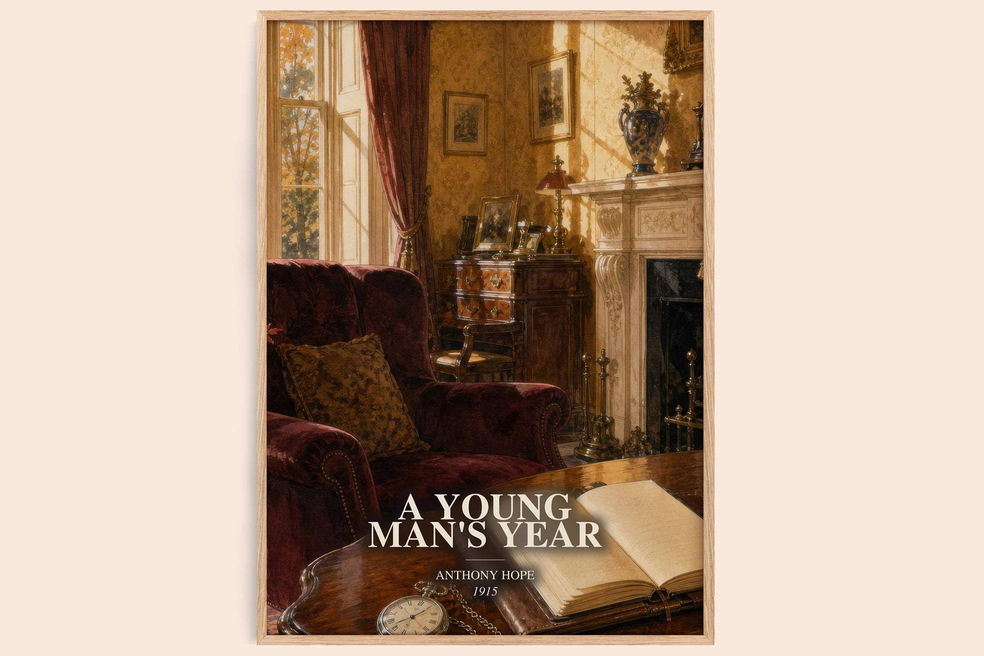 A Young Man'S Year watercolour book poster by Anthony Hope – framed literary art print