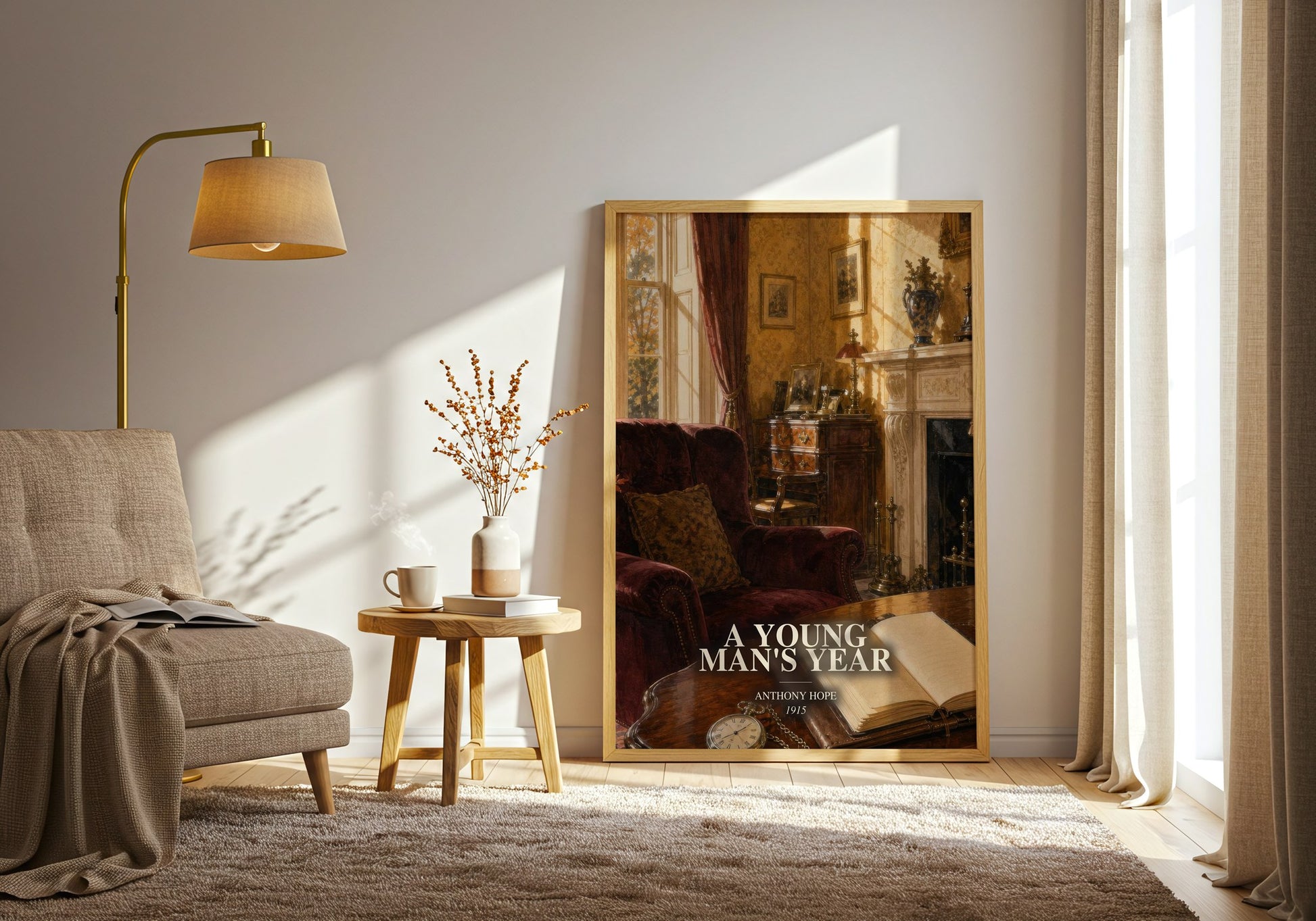A Young Man'S Year watercolour print in frame leaning in hallway – coming of age wall art