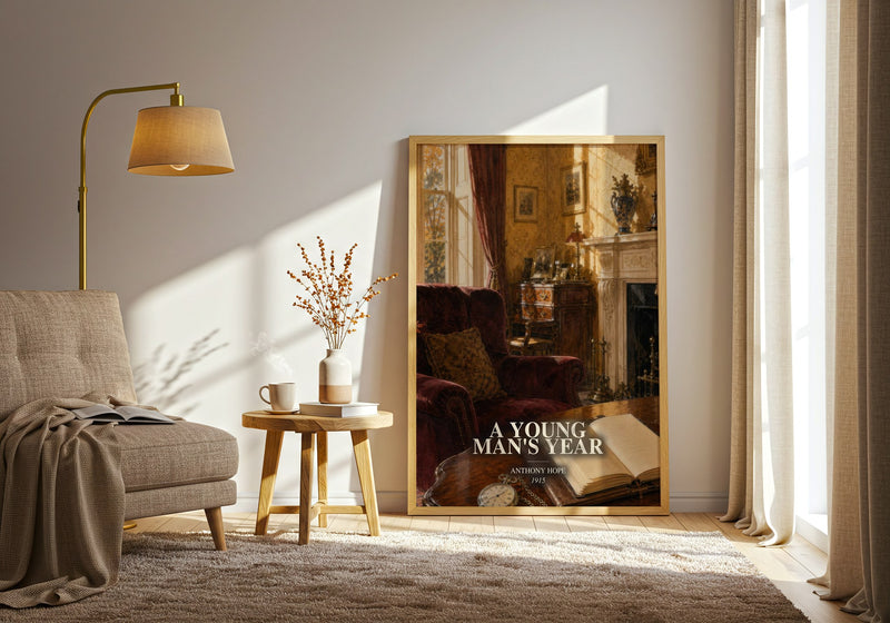 A Young Man'S Year watercolour print in frame leaning in hallway – coming of age wall art