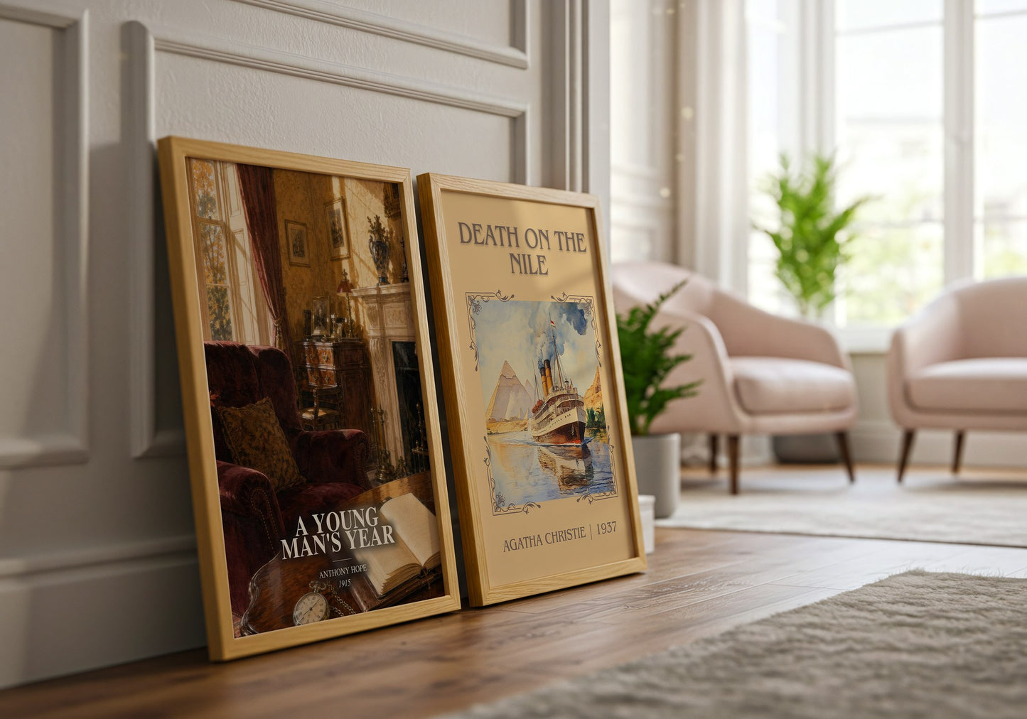 A Young Man'S Year watercolour print framed by window – literary home decor