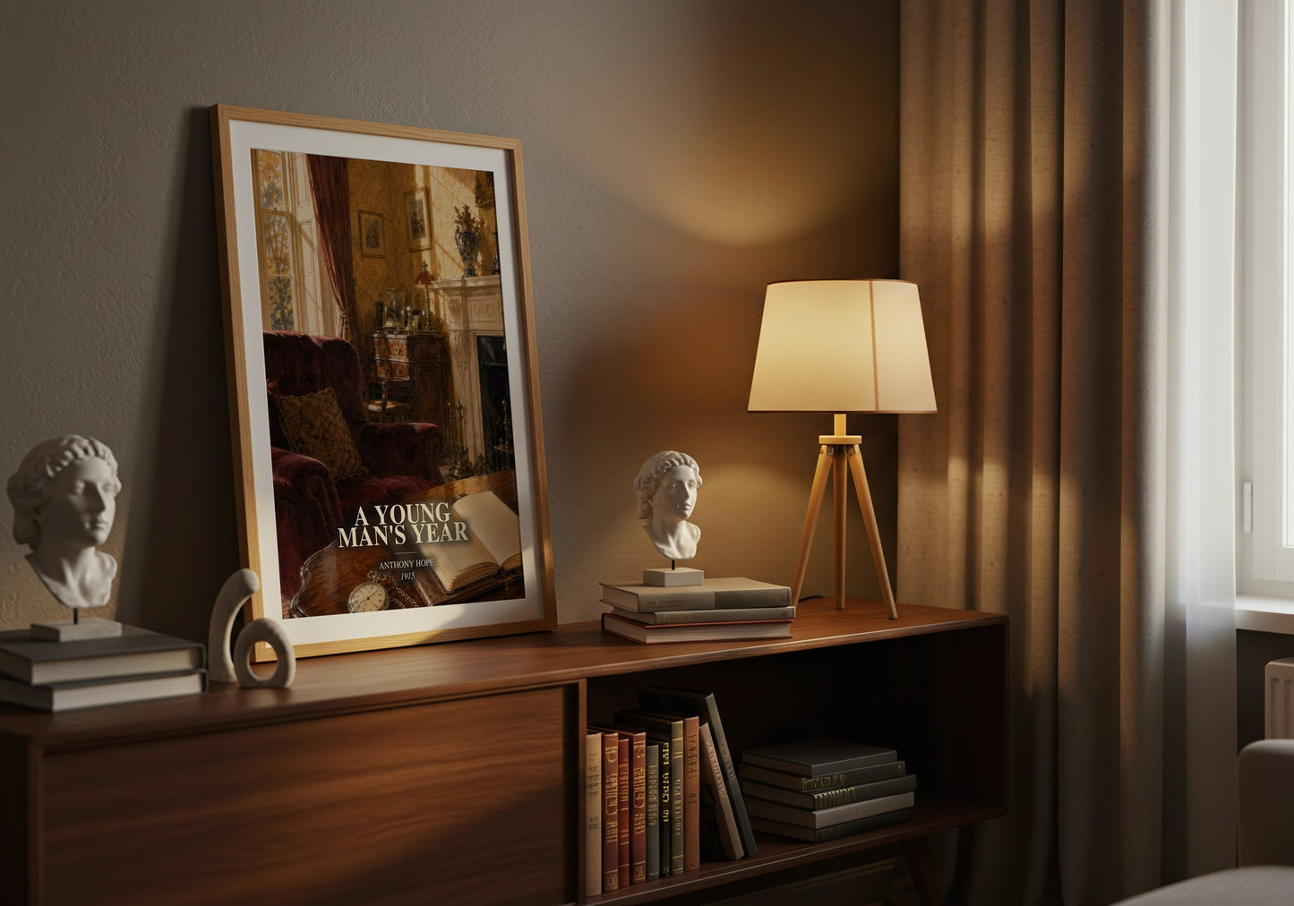 A Young Man'S Year watercolour print on bookshelf – Anthony Hope fan gift