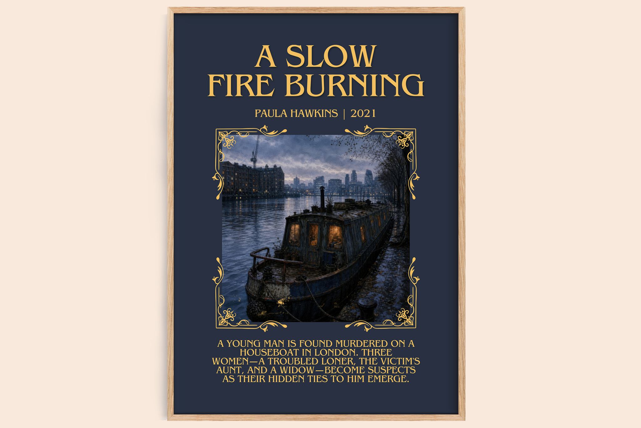 A Slow Fire Burning Minimalist Book Poster by Paula Hawkins