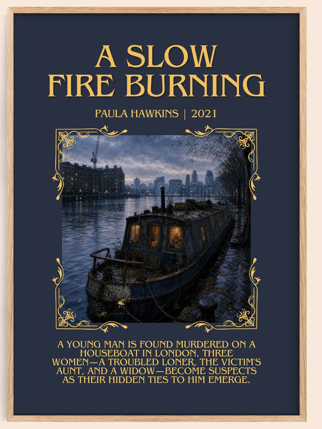 A Slow Fire Burning Minimalist Book Poster by Paula Hawkins – book poster