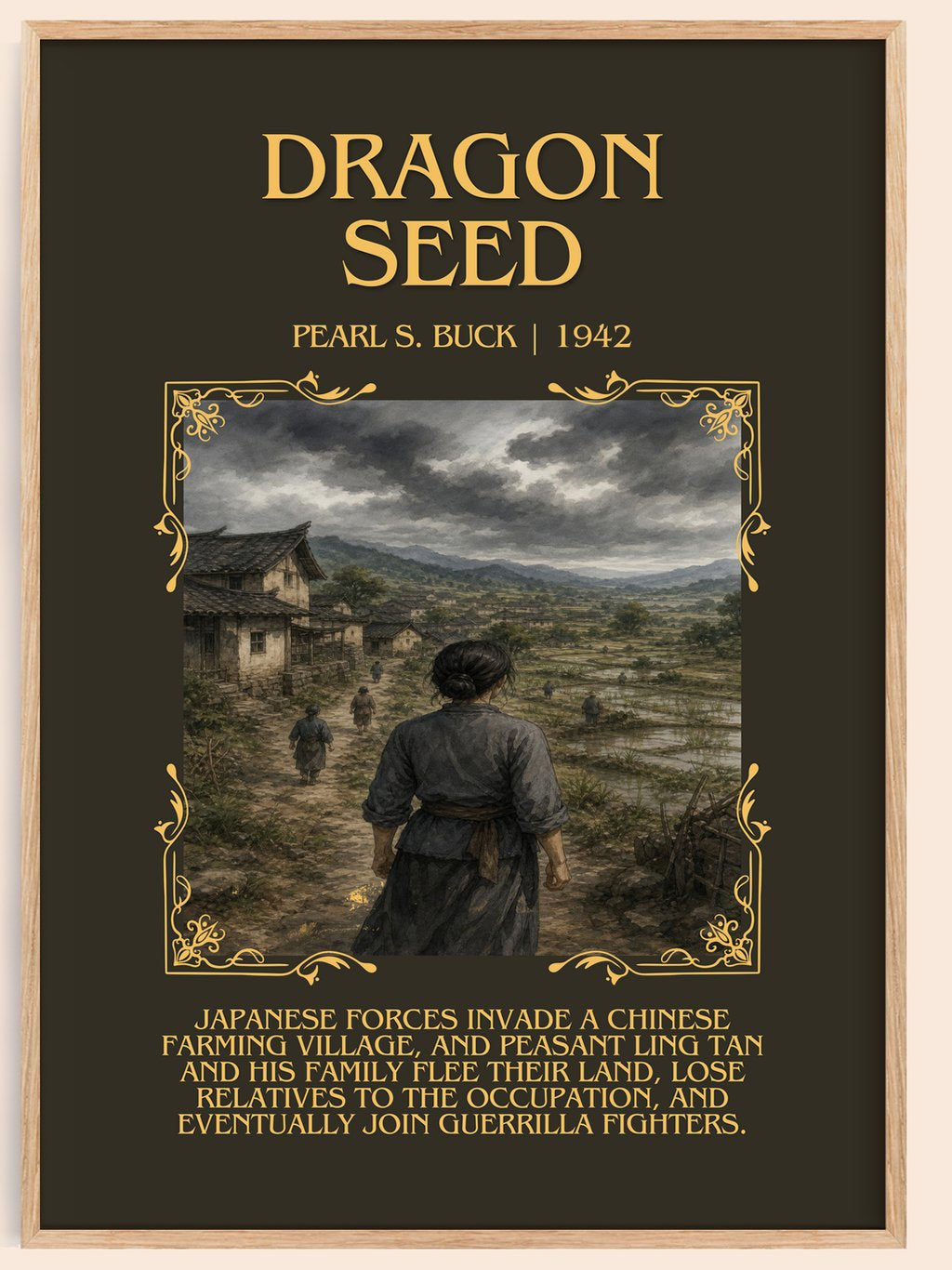 Dragon Seed Minimalist Book Poster by Pearl S. Buck – book poster