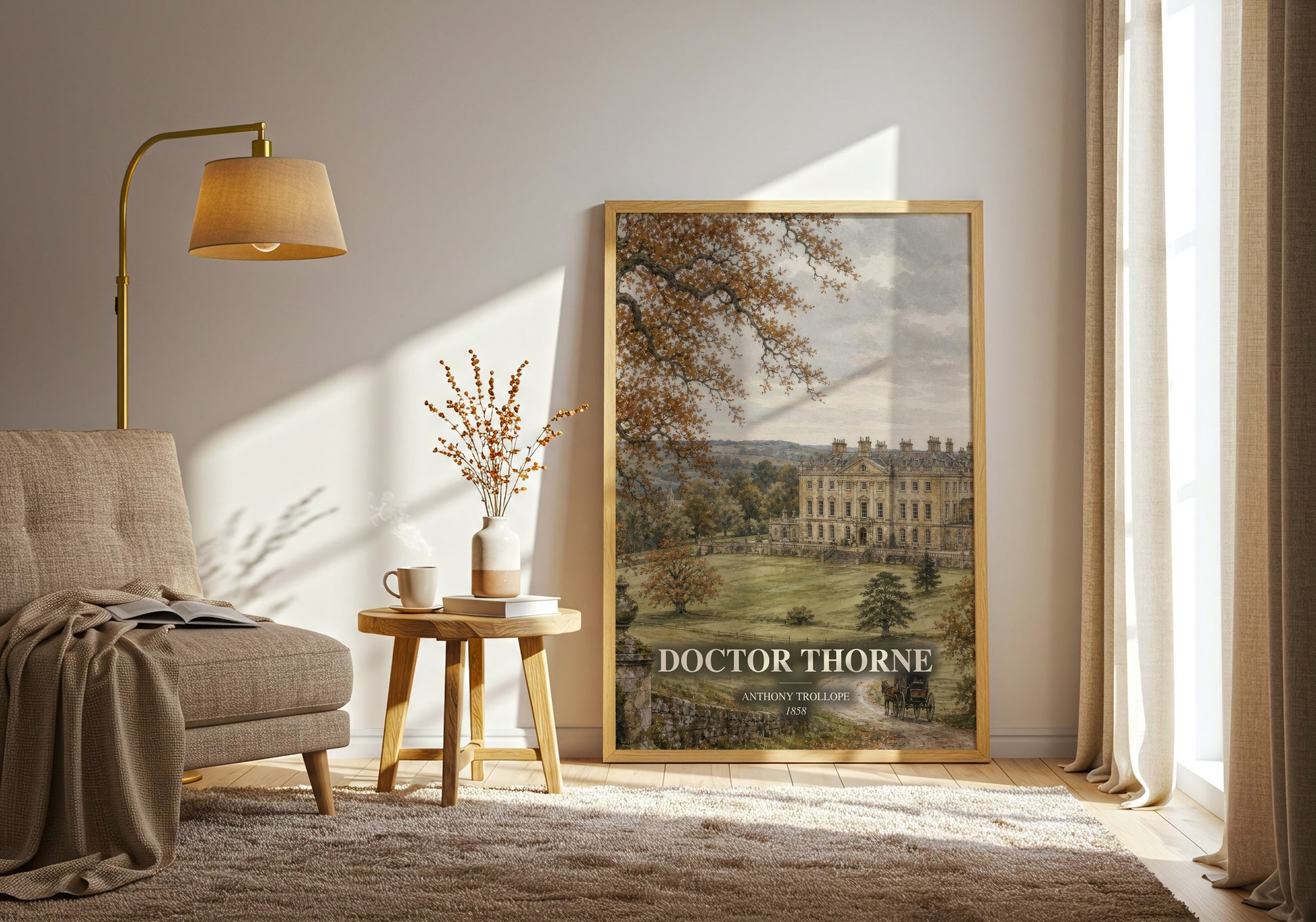 Doctor Thorne watercolour print in frame leaning in hallway – classic literature wall art
