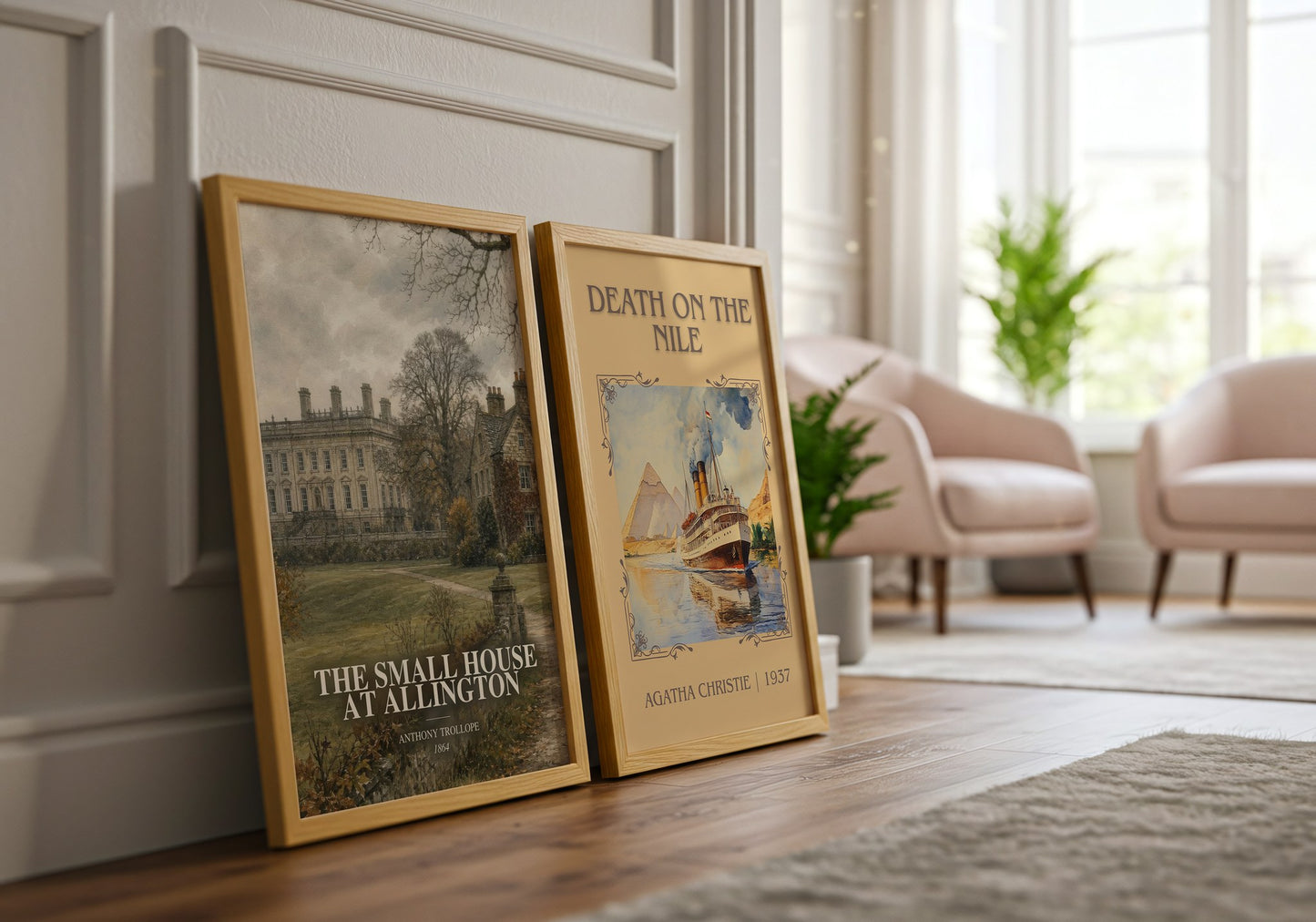 The Small House At Allington watercolour print framed by window – literary home decor