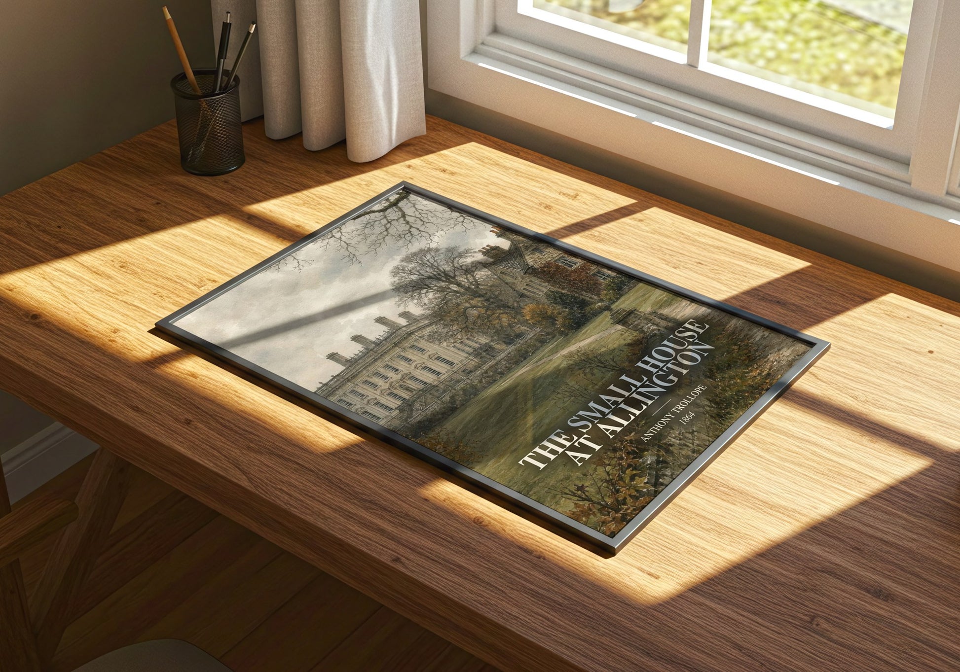 The Small House At Allington watercolour book poster framed on wall – classic literature wall art