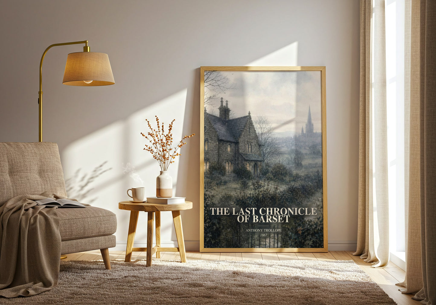 The Last Chronicle Of Barset watercolour print in frame leaning in hallway – classic literature wall art