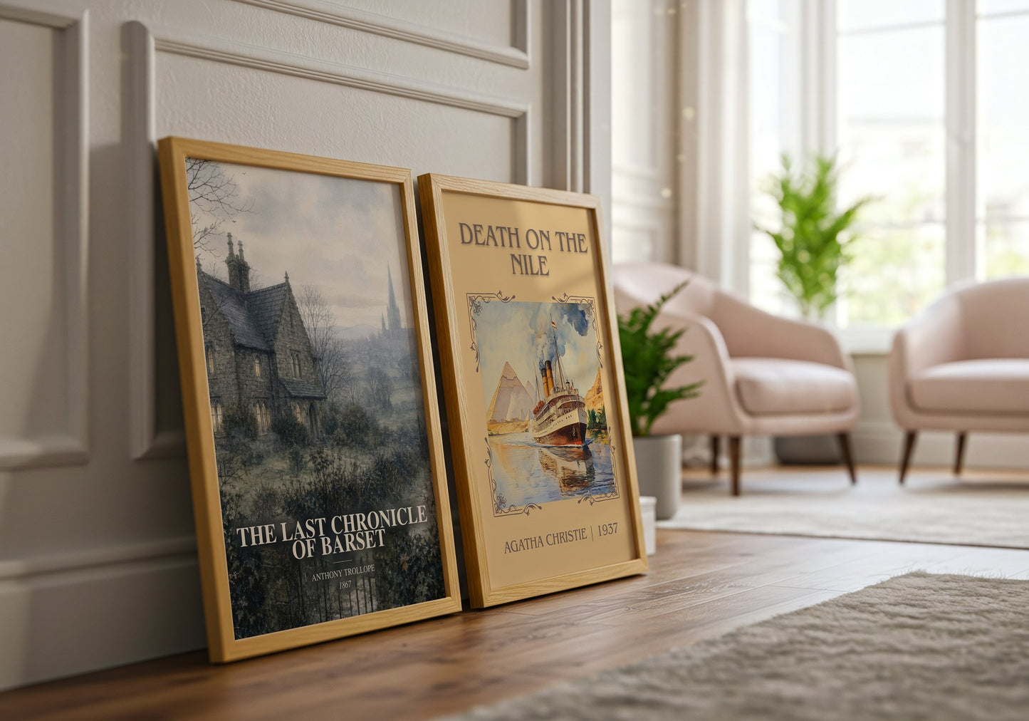 The Last Chronicle Of Barset watercolour print framed by window – literary home decor