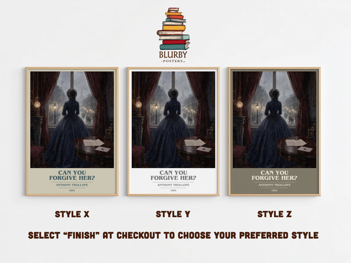 Can You Forgive Her? book cover print in frame leaning in hallway – classic literature wall art