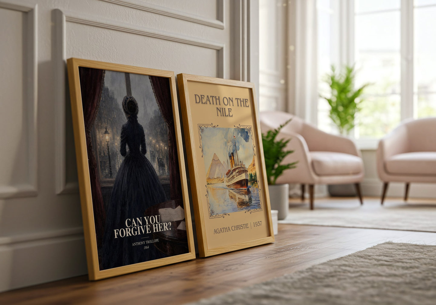Can You Forgive Her? watercolour print framed by window – literary home decor