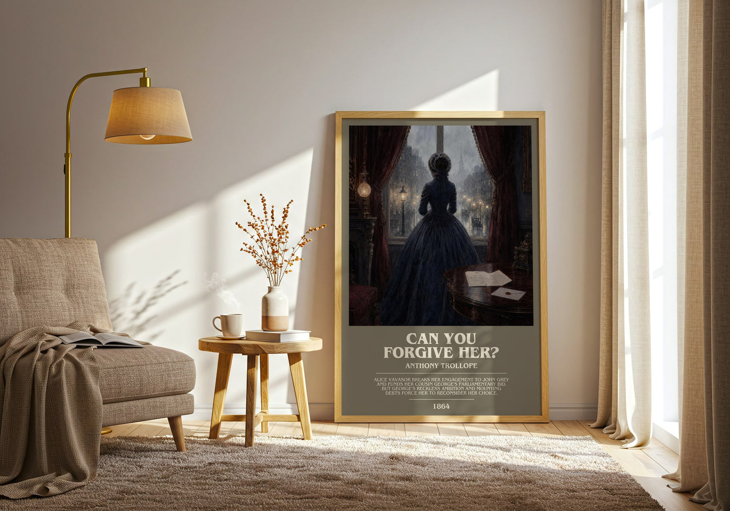 Can You Forgive Her? bookish print on bookshelf – Anthony Trollope fan gift