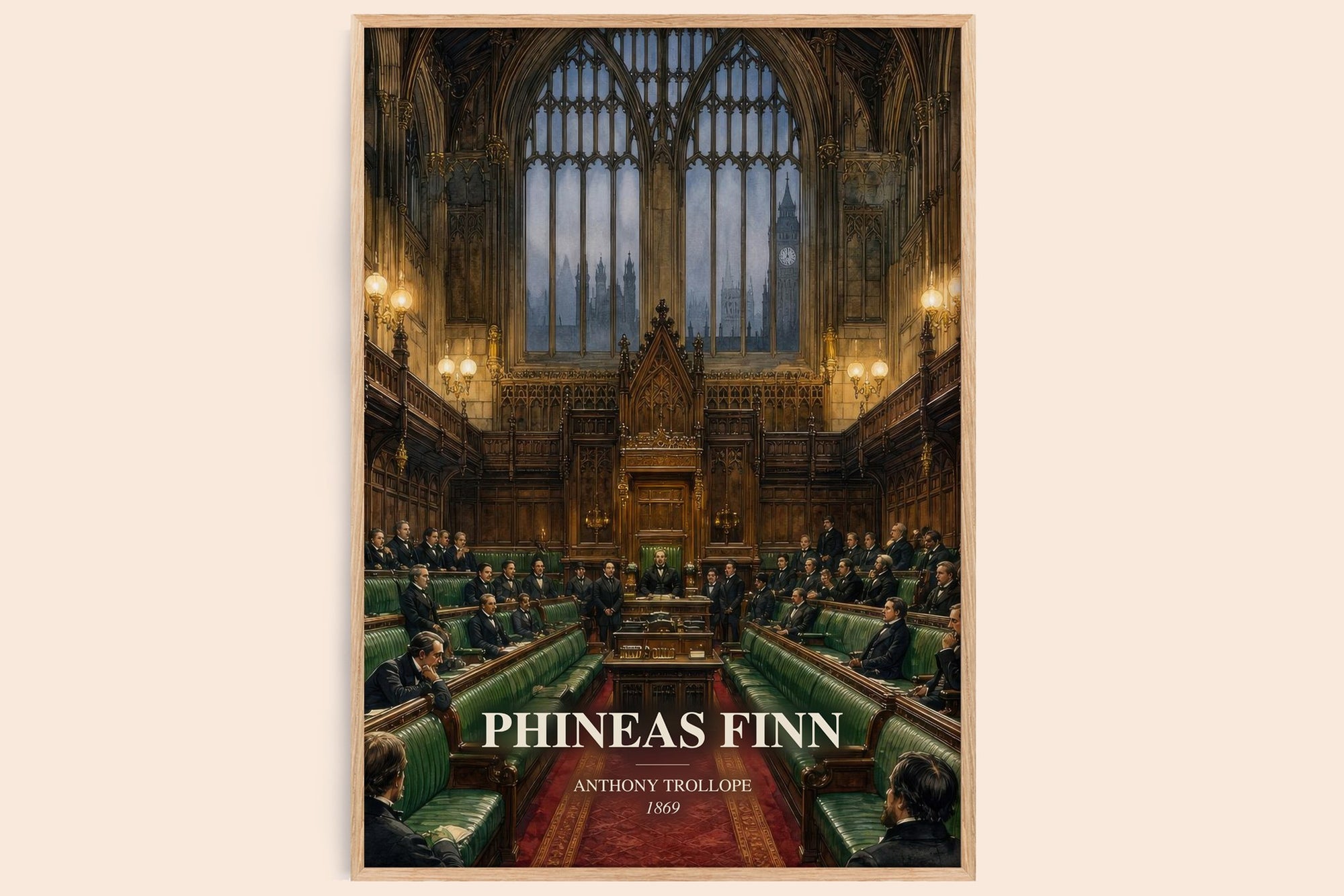 Phineas Finn watercolour book poster by Anthony Trollope – framed literary art print
