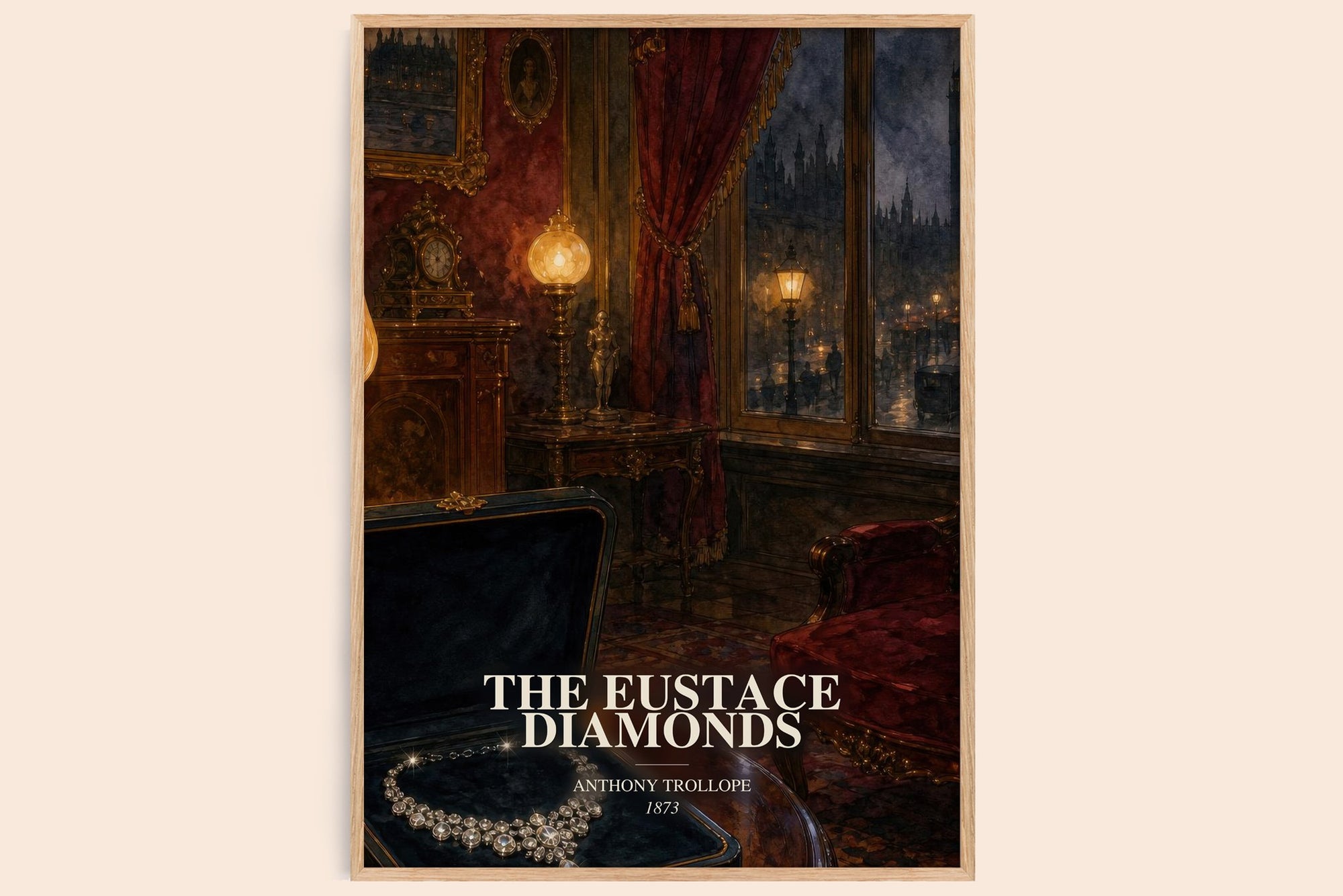 The Eustace Diamonds watercolour book poster by Anthony Trollope – framed literary art print