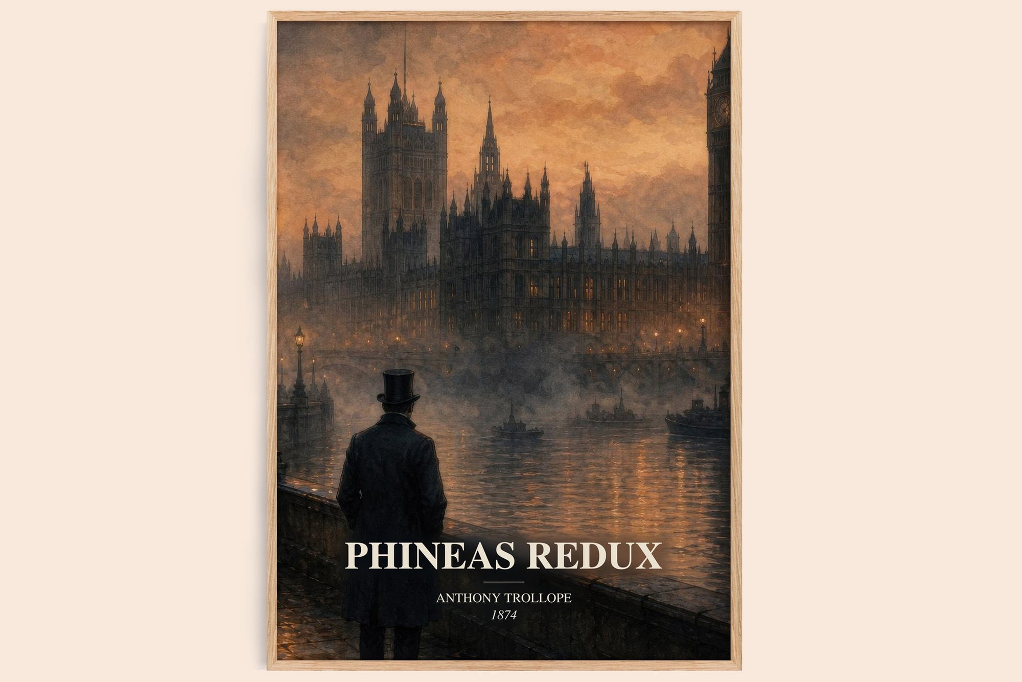 Phineas Redux watercolour book poster by Anthony Trollope – framed literary art print