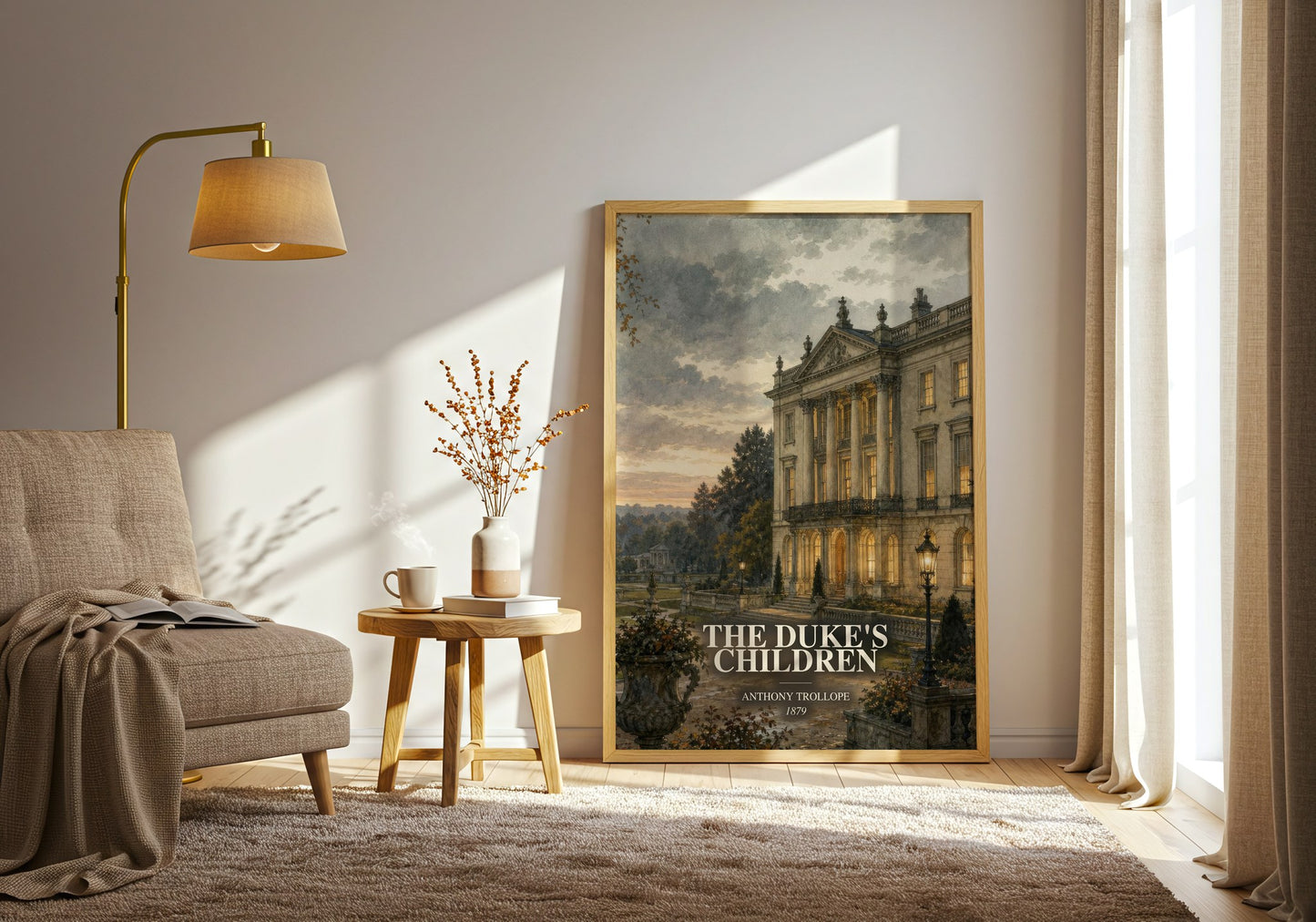 The Duke'S Children watercolour print in frame leaning in hallway – classic literature wall art
