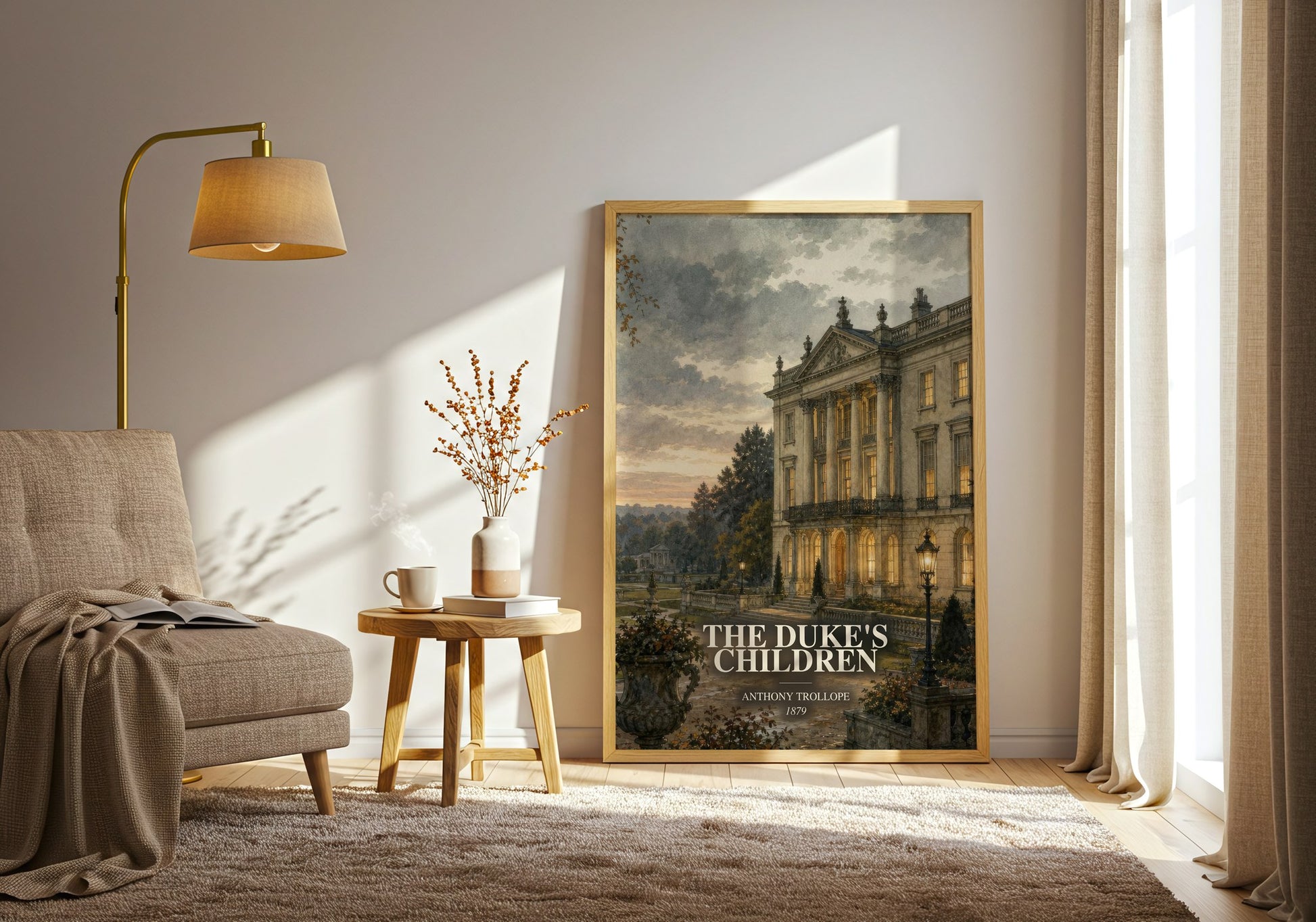 The Duke'S Children watercolour print in frame leaning in hallway – classic literature wall art