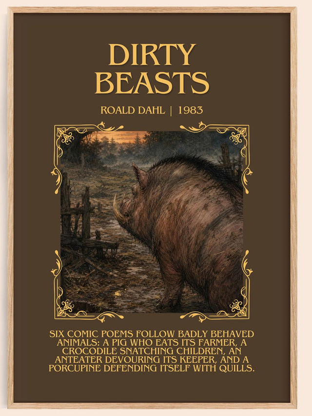 Dirty Beasts Minimalist Book Poster by Roald Dahl