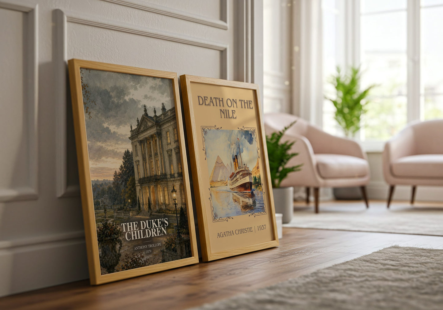 The Duke'S Children watercolour print framed by window – literary home decor