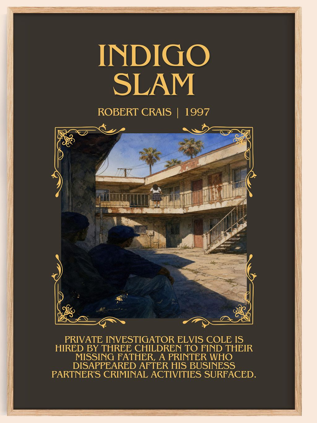 Indigo Slam Minimalist Book Poster by Robert Crais – book poster