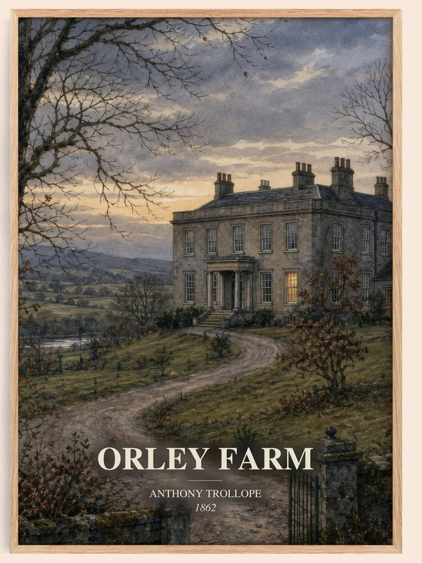 Orley Farm watercolour book poster by Anthony Trollope – framed literary art print