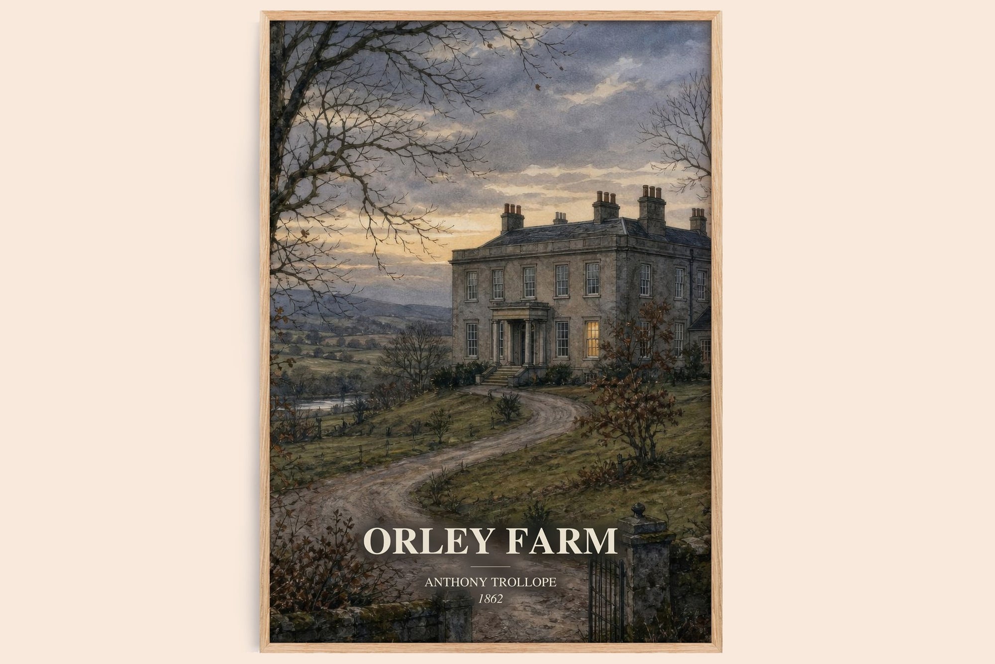 Orley Farm watercolour book poster by Anthony Trollope – framed literary art print
