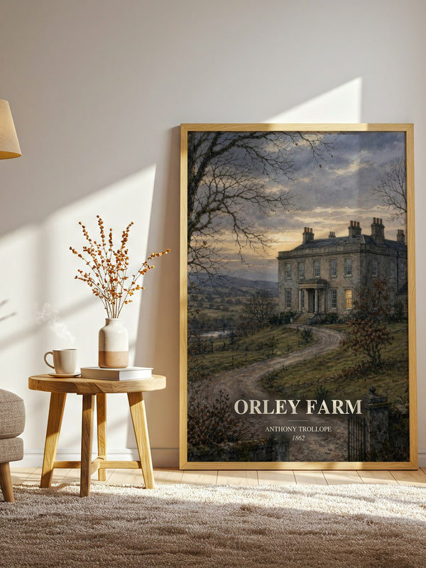 Orley Farm watercolour print in frame leaning in hallway – classic literature wall art