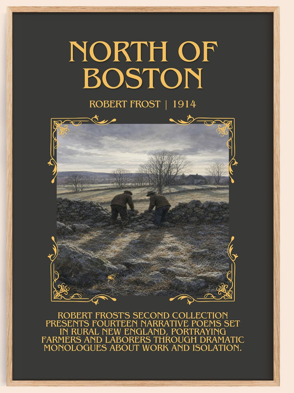 North Of Boston Minimalist Book Poster by Robert Frost – book poster