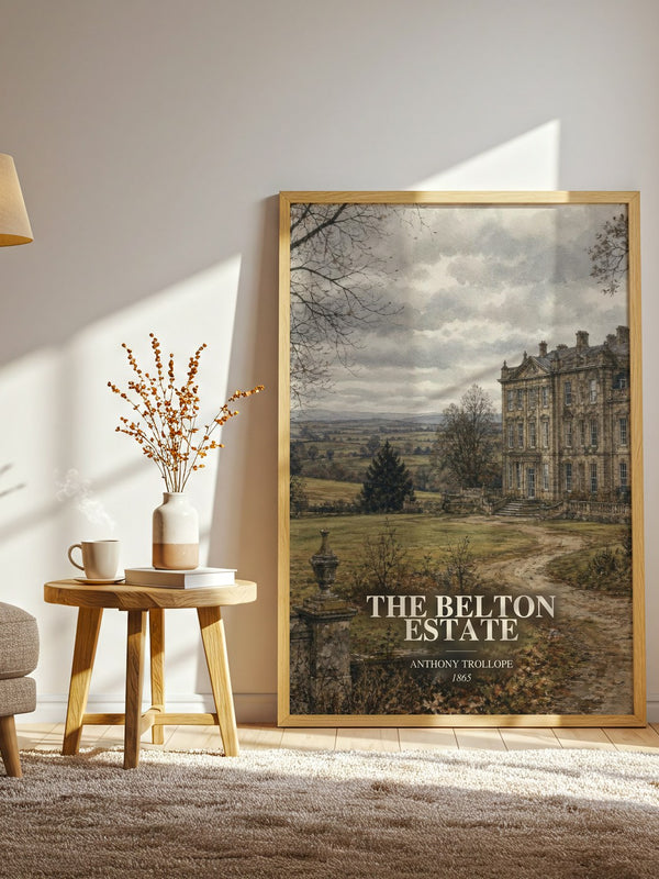 The Belton Estate watercolour print in frame leaning in hallway – romance wall art