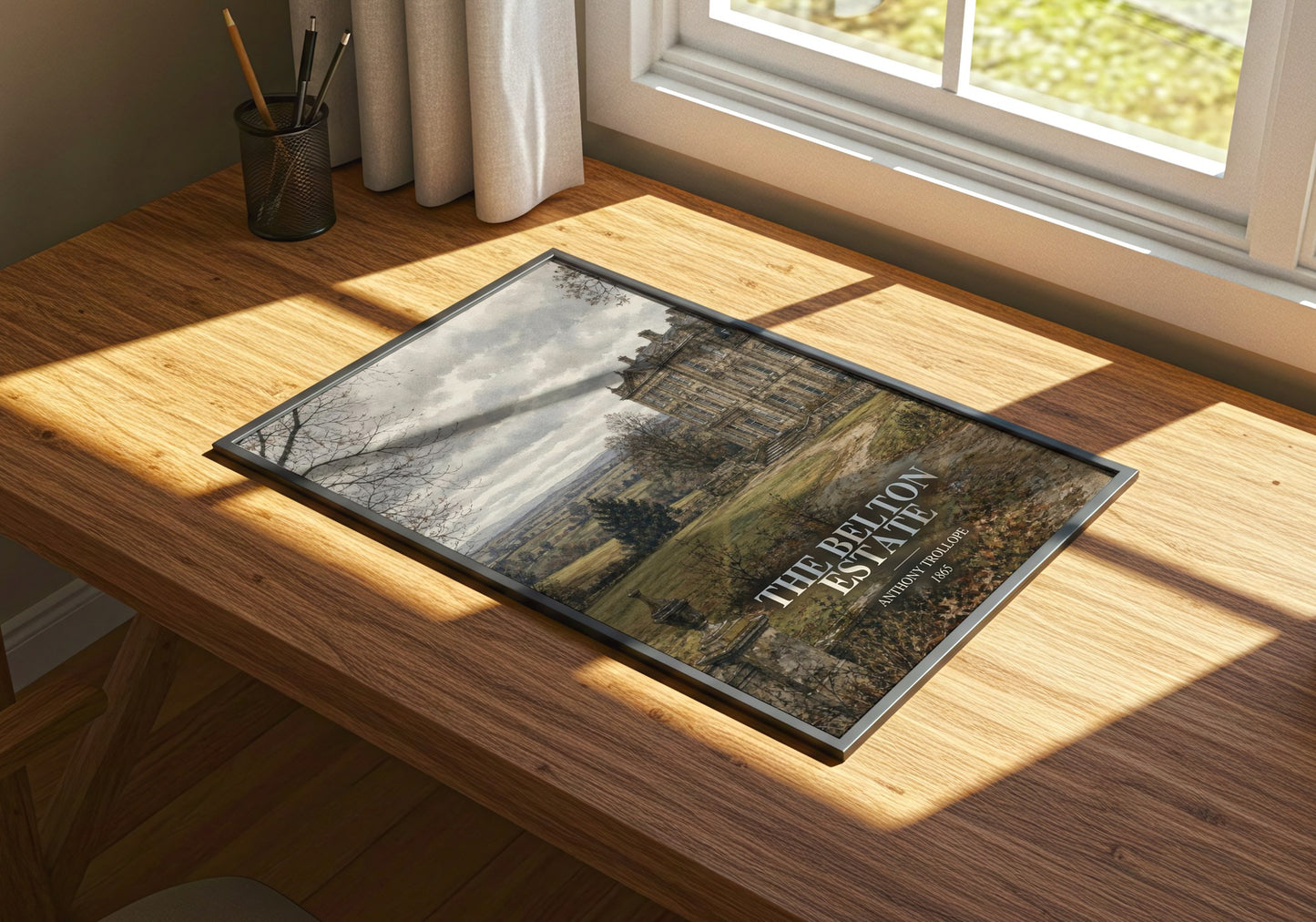 The Belton Estate watercolour book poster framed on wall – romance wall art