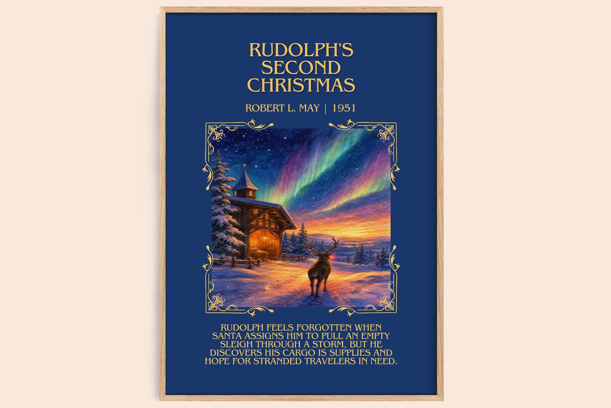 Rudolph's Second Christmas Minimalist Book Poster by Robert L. May