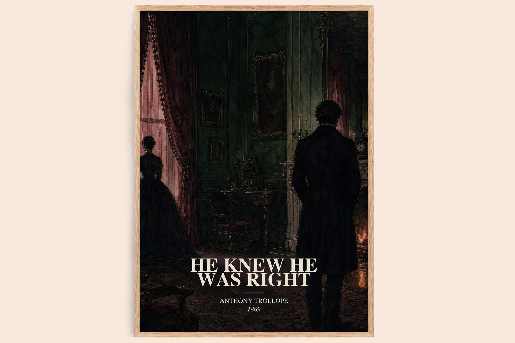 He Knew He Was Right watercolour book poster by Anthony Trollope – framed literary art print