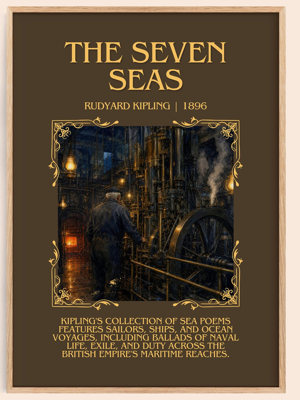 The Seven Seas Minimalist Book Poster by Rudyard Kipling – book poster