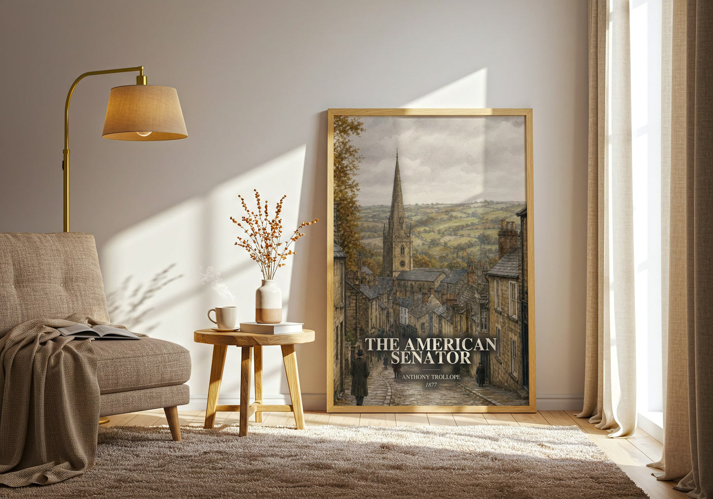 The American Senator watercolour print in frame leaning in hallway – classic literature wall art