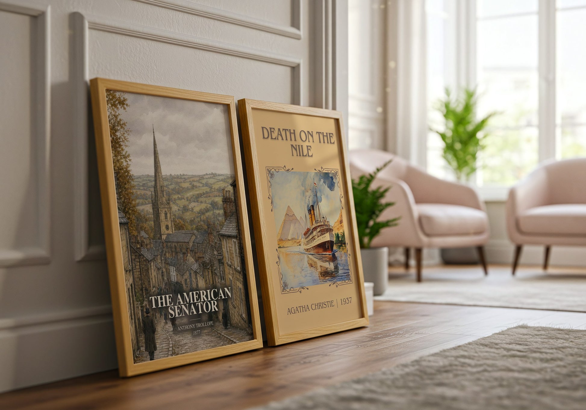 The American Senator watercolour print framed by window – literary home decor