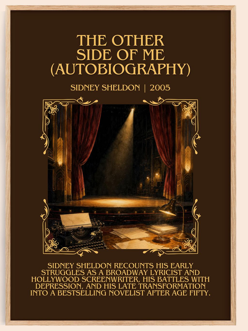 Other Side Of Me (Autobiography) Minimalist Book Poster by S. Sheldon – book poster