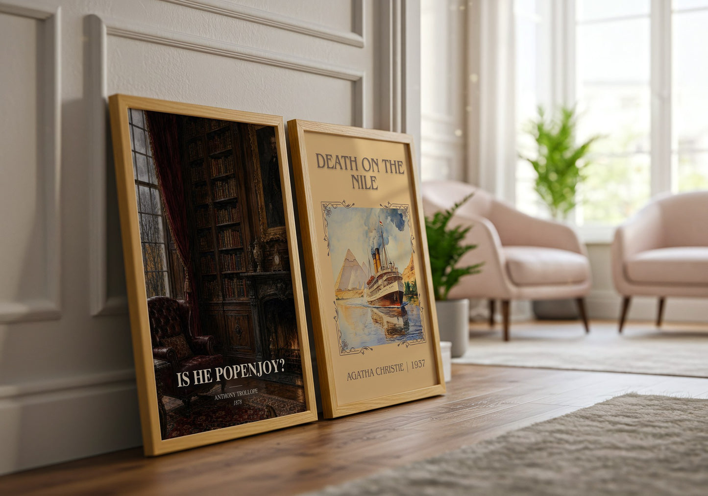 Is He Popenjoy? watercolour print framed by window – literary home decor