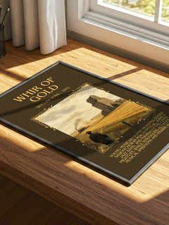 Whir Of Gold Minimalist Book Poster by Sinclair Ross – print on a sunlit desk